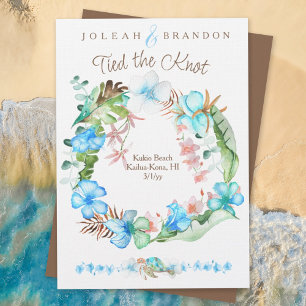 Invitation Bleu Tropical Brown Vert Hibiscus Elopement