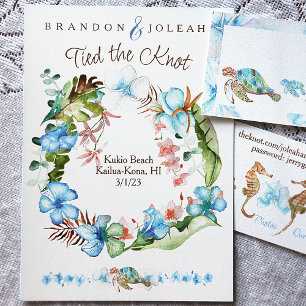 Invitation Bleu tropical, Elopement de la couronne de feuille
