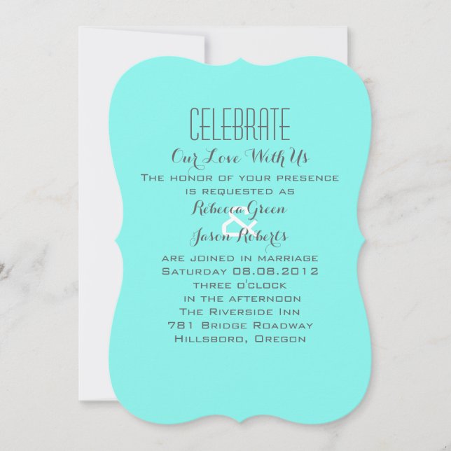 Invitation bleu turquoise aqua mariage oeuf de robin (Devant)