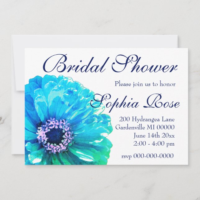 Invitation Bleu turquoise - douche nuptiale (Devant)