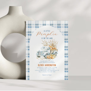 Invitation Bleu Un petit Citrouille Baby shower de camion gar