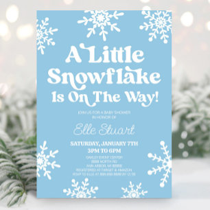 Invitation Bleu Un Petit Flocon De Neige Est En Route ! Baby
