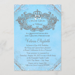 Invitation Bleu une fois à une époque princesse Anniversaire
