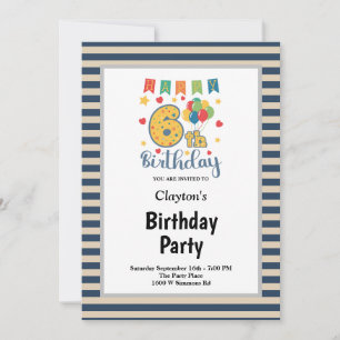 Invitation Bleu/Vanille Grandes Cadres 6ème anniversaire