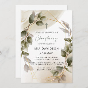 Invitation Bleu vert & or Aquarelle Feuille