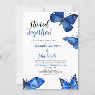Invitation Bleu Vibrant Papillons Chic Mariage
