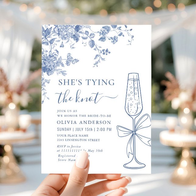 Invitation Bleu victorien Elle noue la FÊTE DES MARIÉES de no (Créateur téléchargé)