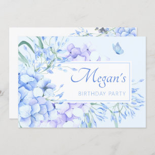 Invitation Bleu violet fleuri élégant anniversaire