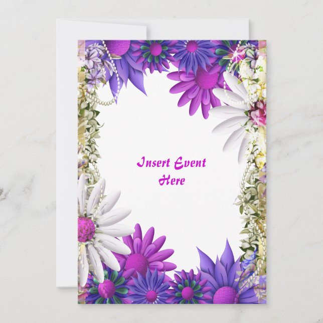 Invitation Bleu violet mariage fiançailles anniversaire (Devant)