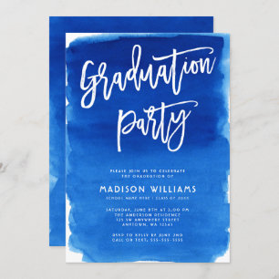 Invitation Bleu Watercolor Graduation Party