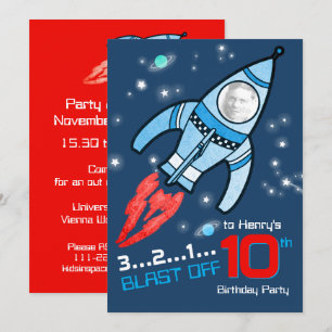 Invitation bleue à 10e anniversaire pour les enfan