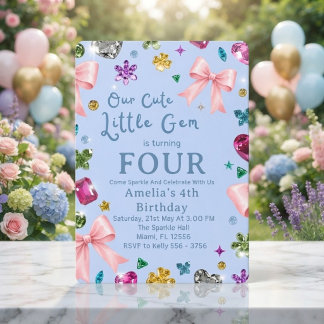 Invitation Bleue Anniversaire 4 Ans Cute Little Ge