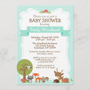 Invitation bleue au Baby shower de forêt de Woodla