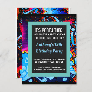 Invitation bleue d'anniversaire d'Abstarct de