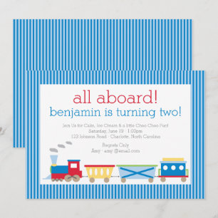 Invitation bleue d'anniversaire de train