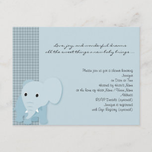Invitation bleue de baby shower de plaid