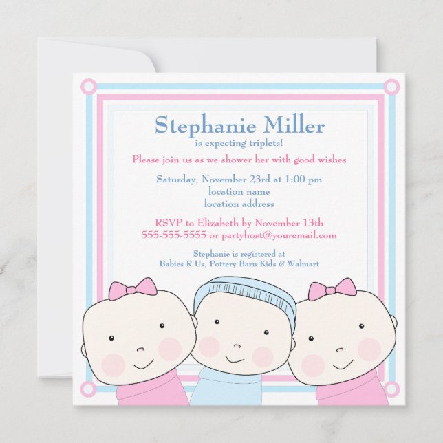 Invitation bleue de baby shower de rose de garçon (Devant)