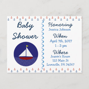 Invitation bleue de baby shower de voilier de bébé