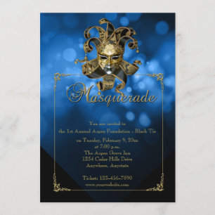 Invitation bleue de boule de mardi gras de