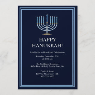 Invitation bleue de célébration de Menorah