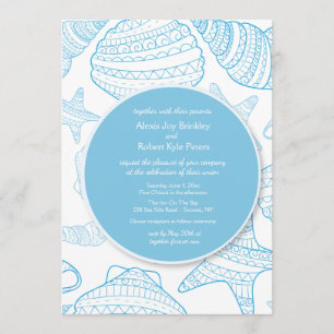 Invitation bleue de coquilles de mers