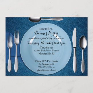 Invitation bleue de dîner