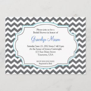 Invitation bleue de douche de Chevron