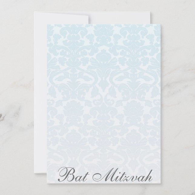 Invitation bleue de fantaisie de bat mitzvah de (Devant)