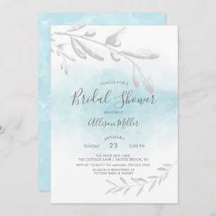 Invitation bleue de Fête de la mariée d'aquarelle
