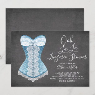Invitation bleue de Fête de la mariée de lingerie