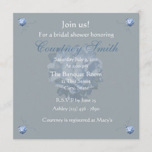 Invitation bleue de Fête de la mariée d'hortensia