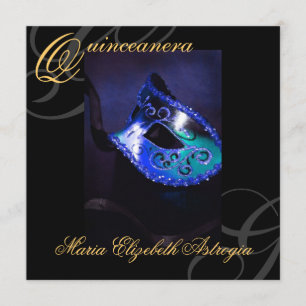 Invitation bleue de partie de Quinceanera de