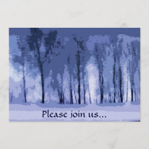 Invitation bleue de partie de solstice d'hiver en