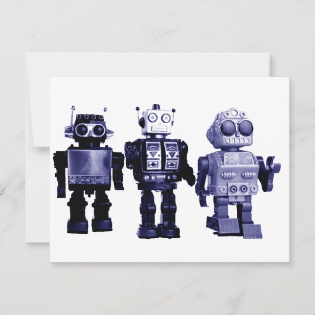 invitation bleue de robots (Devant)