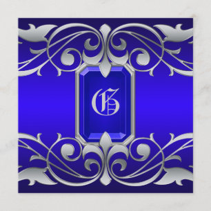 Invitation bleue de rouleau d'argent de Grande