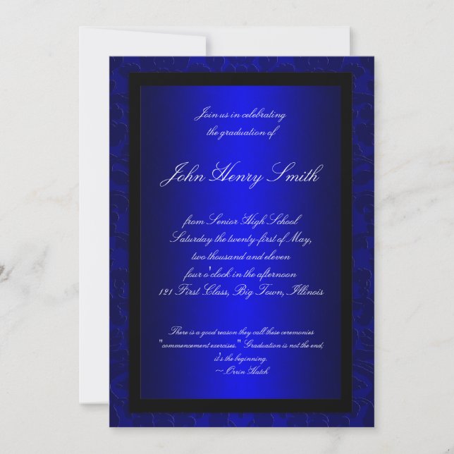 Invitation bleue d'obtention du diplôme (Devant)