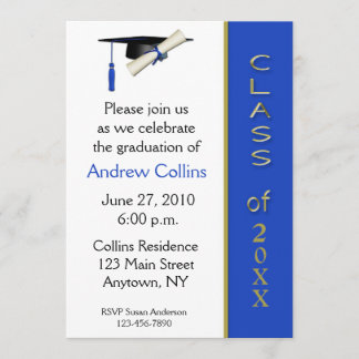 Invitation bleue d'obtention du diplôme d'or de