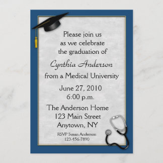 Invitation bleue Médicale d'obtention du diplôme