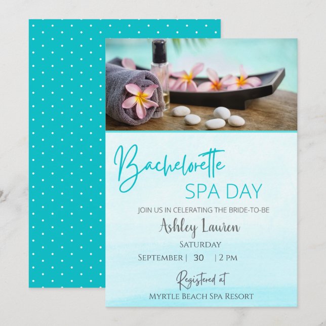 Invitation Bleue pour un Spa de Filles pour l'Ente (Devant / Derrière)