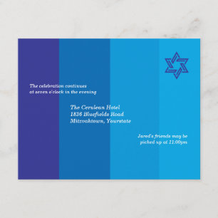 Invitation bleue tonale de réception de Mitzvah de