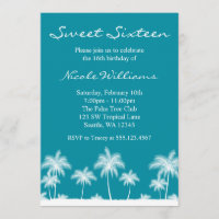 Invitation bleue turquoise du bonbon 16 à palmiers