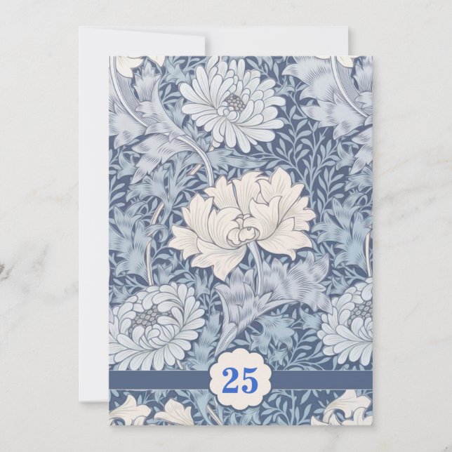 invitation bleue vintage 25e anniversaire mariage (Devant)