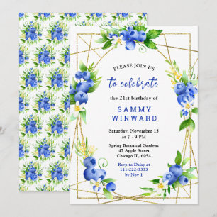 Invitation Bleuets et Feuillage Anniversaire