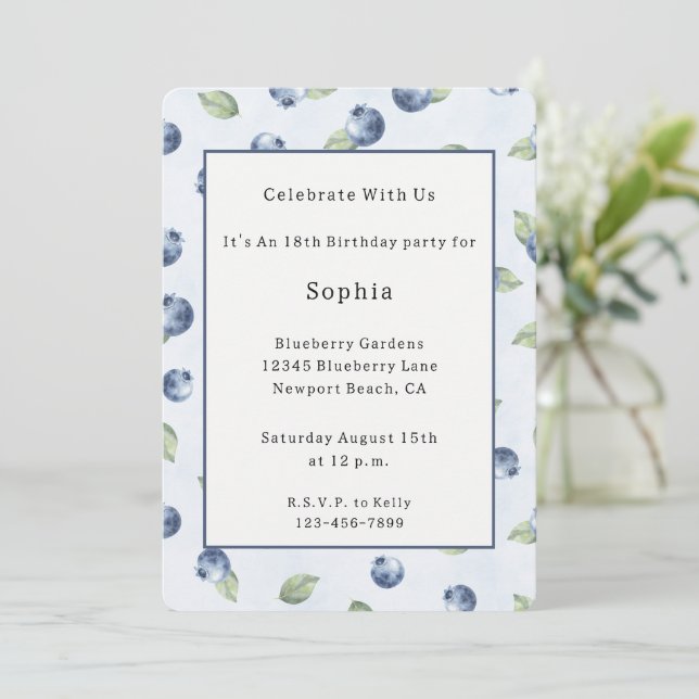 Invitation Bleuets Fruit Anniversaire  (Debout devant)