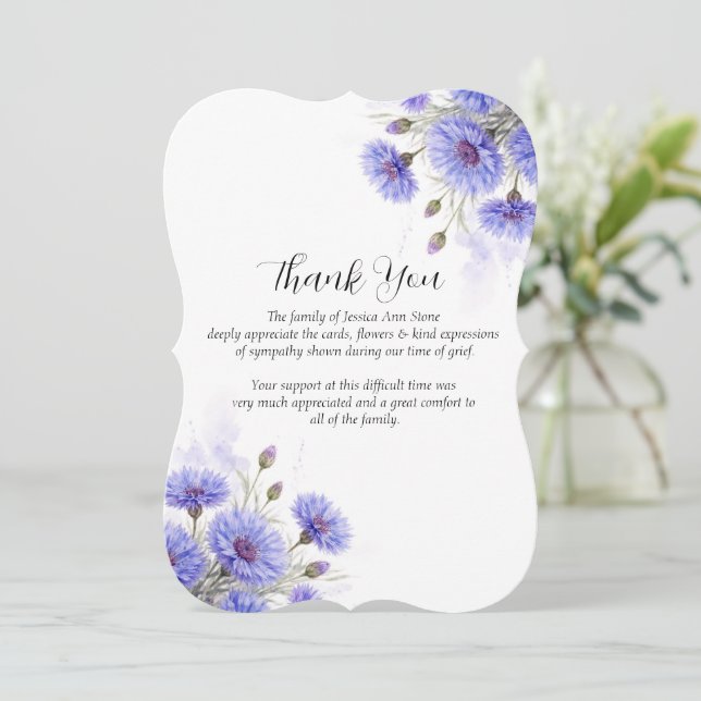 Invitation Bleuets Sympathie Fleurs Funérailles Merci  (Debout devant)