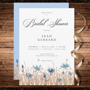 Invitation Bleus Bleuets & Champ de Blé Baby Shower