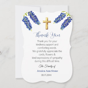 Invitation Bleus de sympathie Croix funéraire Merci 
