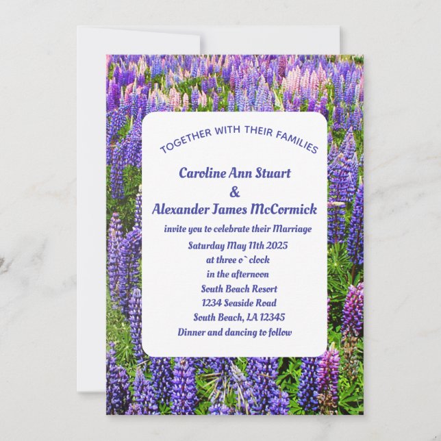 Invitation Bleus Texas Fleur Bleue Élégant Mariage  (Devant)