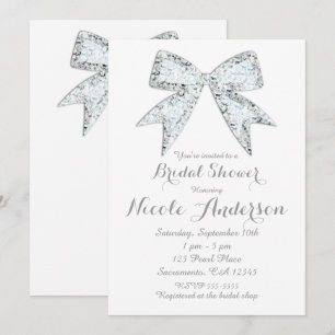Invitation Bling Bow Mariage Glamour Diamant Blanc