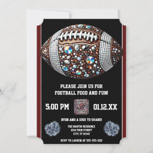 Invitation Bling Football Party Big Game Bowl Jeu